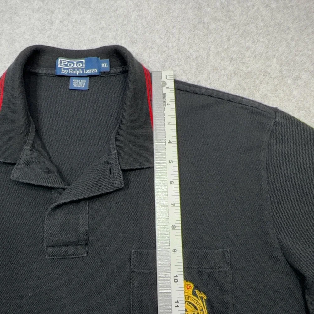 Ralph Lauren Polo Shirt Mens XL Black Crest Pocket Purveyors Fine Winter Apparel